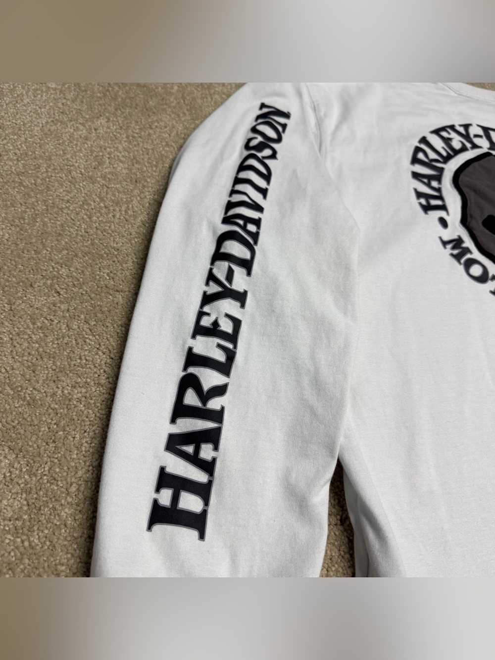 Harley Davidson White Skull Long Sleeve Shirt Men’s Large Ride Motorcycle Biker - Picture 3 of 11